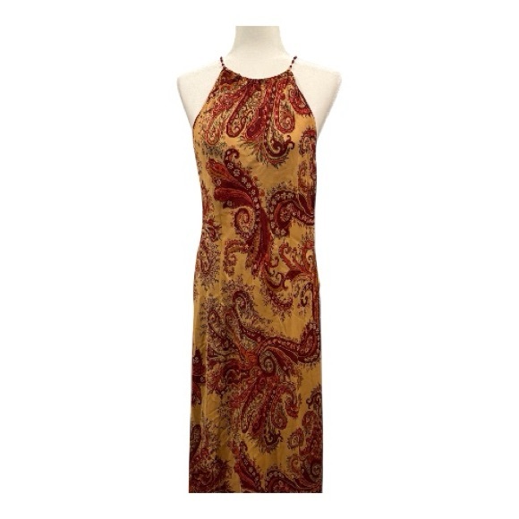 Silk Halter Maxi Dress with beading on neckline - Picture 4 of 15
